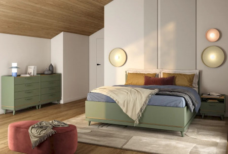 Спальный комплект Helvetia SCANDI (зеленый / дуб)