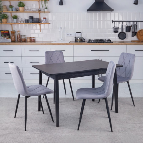 Комплект кухонной мебели Ont- Антонио 120 Черный + 4 Стула Piado серые