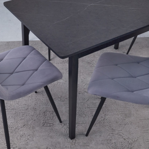 Комплект кухонной мебели Ont- Антонио 120 Черный + 4 Стула Piado серые