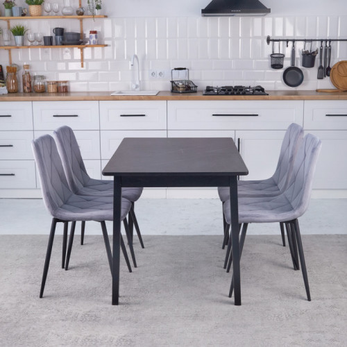 Комплект кухонной мебели Ont- Антонио 120 Черный + 4 Стула Piado серые