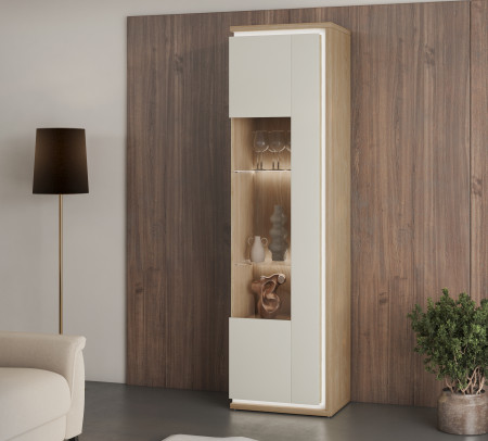 Витрина на 1 дверь в гостиную Helvetia DORE 24DKNU17 (промасленный дуб/кашемир)