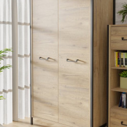 Шкаф на 2 двери Forte Oriental tree HUDS822 (дуб бартекс/черный)