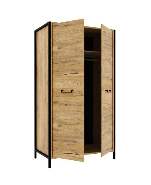 Шкаф на 2 двери Forte Oriental tree HUDS822 (дуб бартекс/черный)