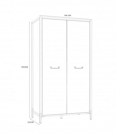 Шкаф на 2 двери Forte Oriental tree HUDS822 (дуб бартекс/черный)