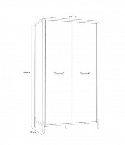 Шкаф на 2 двери Forte Oriental tree HUDS822 (дуб бартекс/черный)