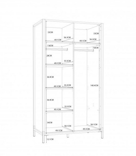 Шкаф на 2 двери Forte Oriental tree HUDS822 (дуб бартекс/черный)