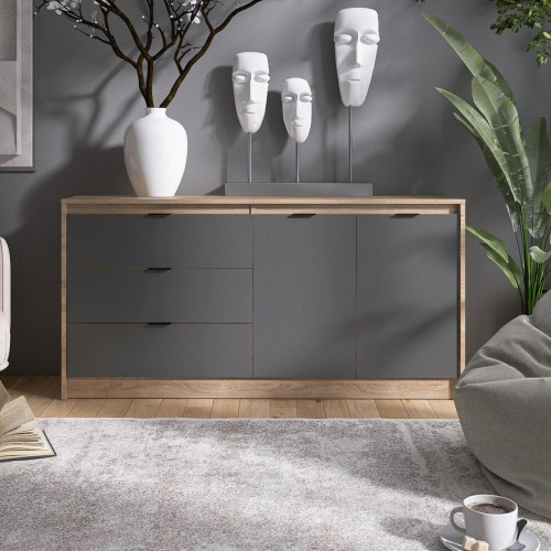 Большой комод EVR- Сити-1500 дуб Сонома + фасад графит