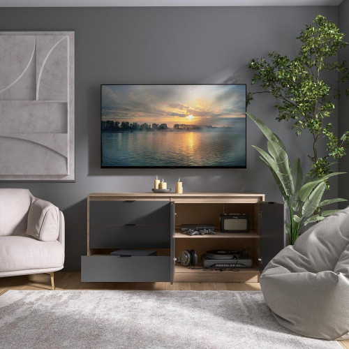 Большой комод EVR- Сити-1500 дуб Сонома + фасад графит