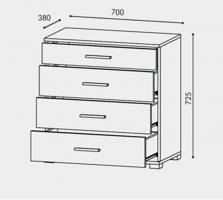 Маленький комод EVR- Бриз К-5 венге + фасад дуб молочный