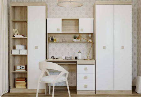 Шкаф распашной на 2 двери EVR- Соната-800 дуб Сонома + фасад белый