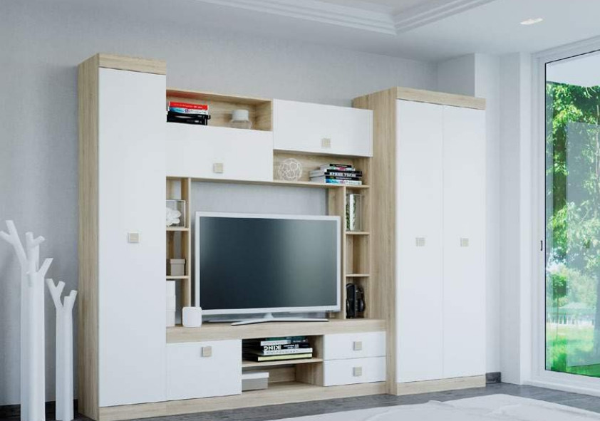 Шкаф распашной на 2 двери EVR- Соната-800 дуб Сонома + фасад белый