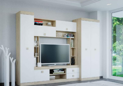 Шкаф распашной на 2 двери EVR- Соната-800 дуб Сонома + фасад белый