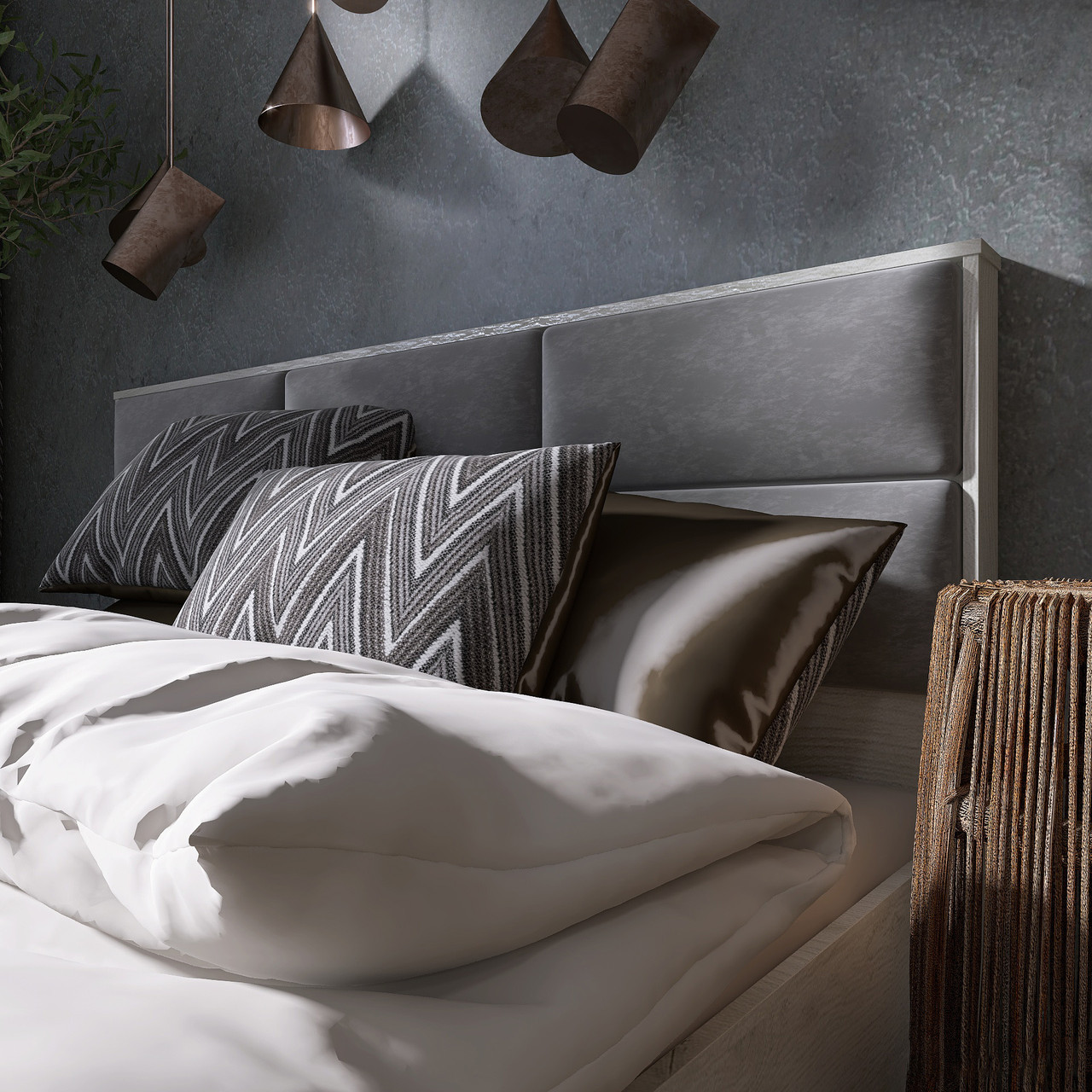 Кровать с мягким изголовьем EVR- Лайт-1600 (основа щит ДСП) крафт белый