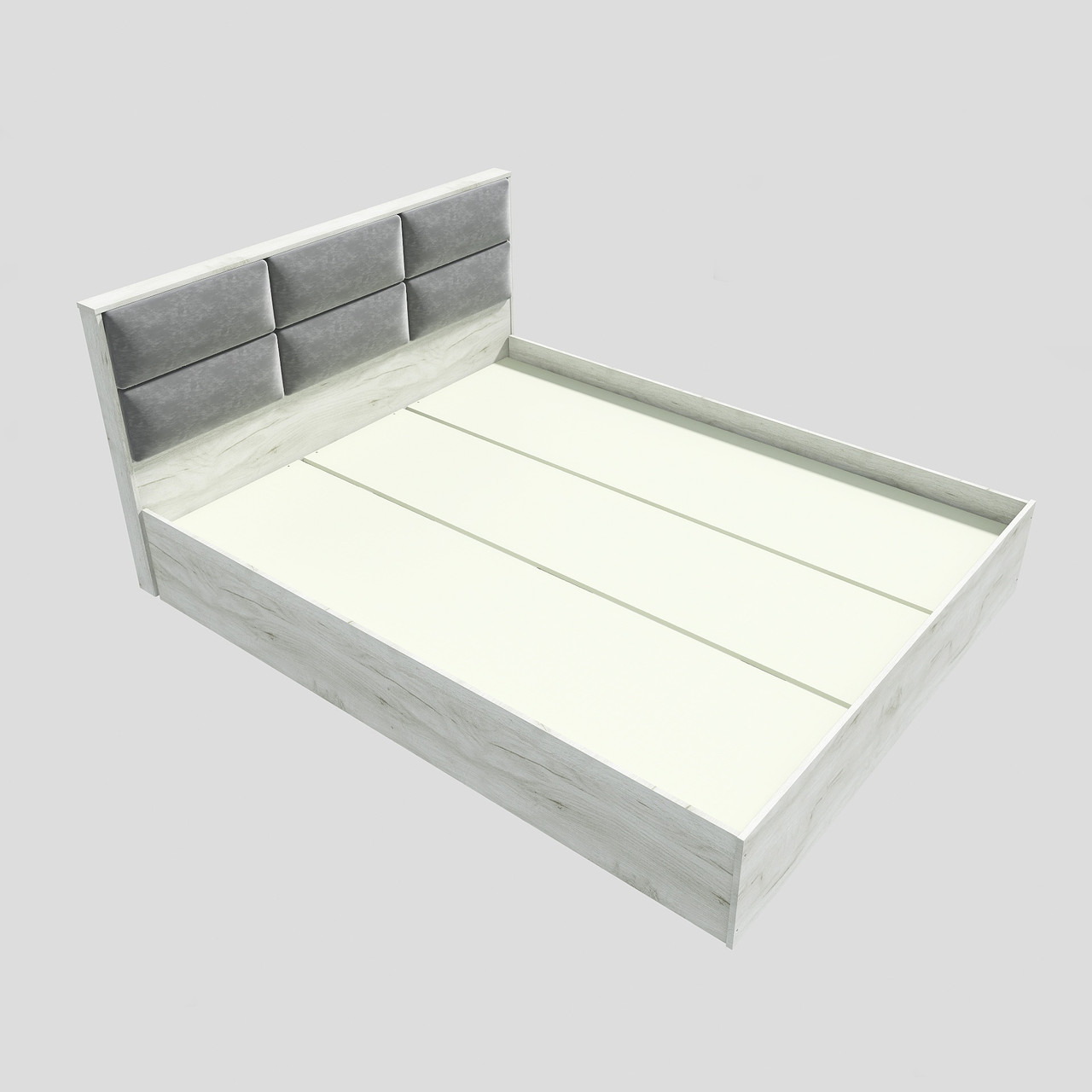 Кровать с мягким изголовьем EVR- Лайт-1600 (основа щит ДСП) крафт белый