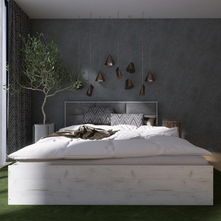 Кровать с мягким изголовьем EVR- Лайт (основа щит ДСП) крафт белый