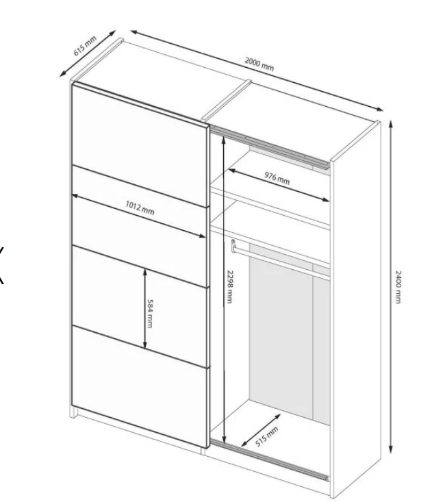 Шкаф - купе MRK- Лилу 2,0х2,4 м Глянец Кашемир