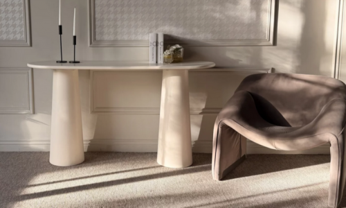 Консольный стол CRV- Orb, Ivory gleam,светло-бежевый