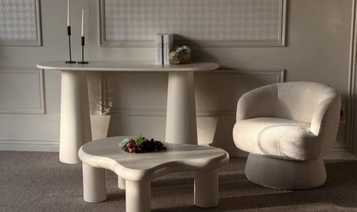 Консольный стол CRV- Orb, Ivory gleam,светло-бежевый