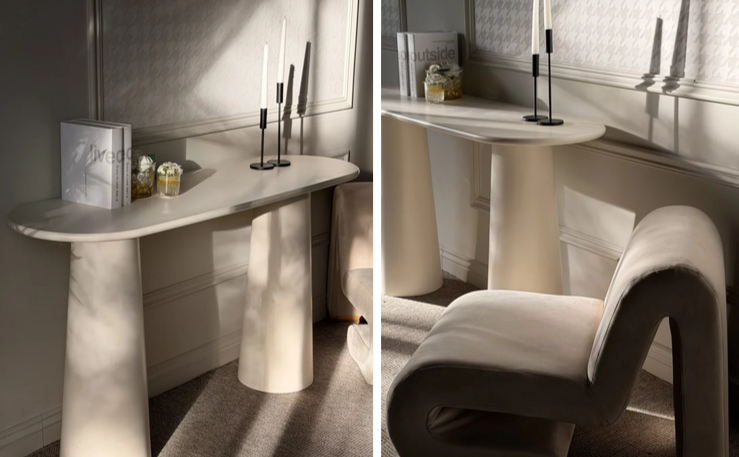 Консольный стол CRV- Orb, Ivory gleam,светло-бежевый