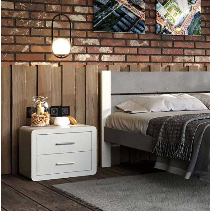 Тумба прикроватная RBV- Глория 2Ш (белый, серый, кашемир)