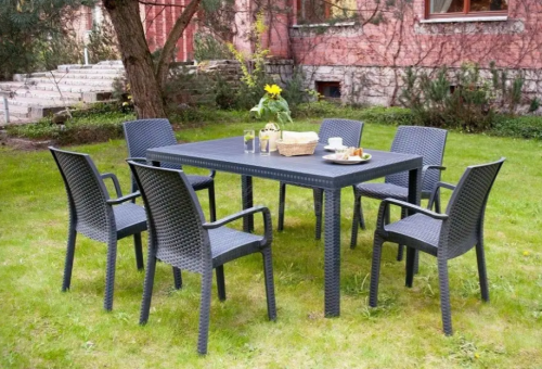 Стул пластиковый садовый ECO- BICA Verona armchair, коричневый/ графит