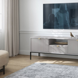 Тумба под телевизор Perfect Home Новая/Nova 1-дверная с 2 ящиками, черные ножки RTV154 Серый