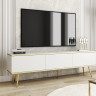 Тумба под ТВ Perfect Home Оро / Oro RTV175 3-дверная с золотыми ножками Белый