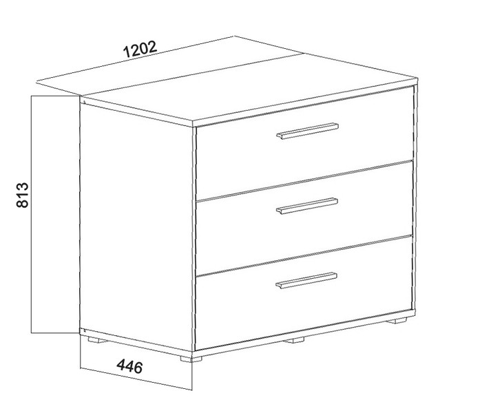 Комод 3 ящика EMB- Мирина White (белый)​​