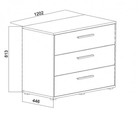 Комод 3 ящика EMB- Мирина White (белый)​​