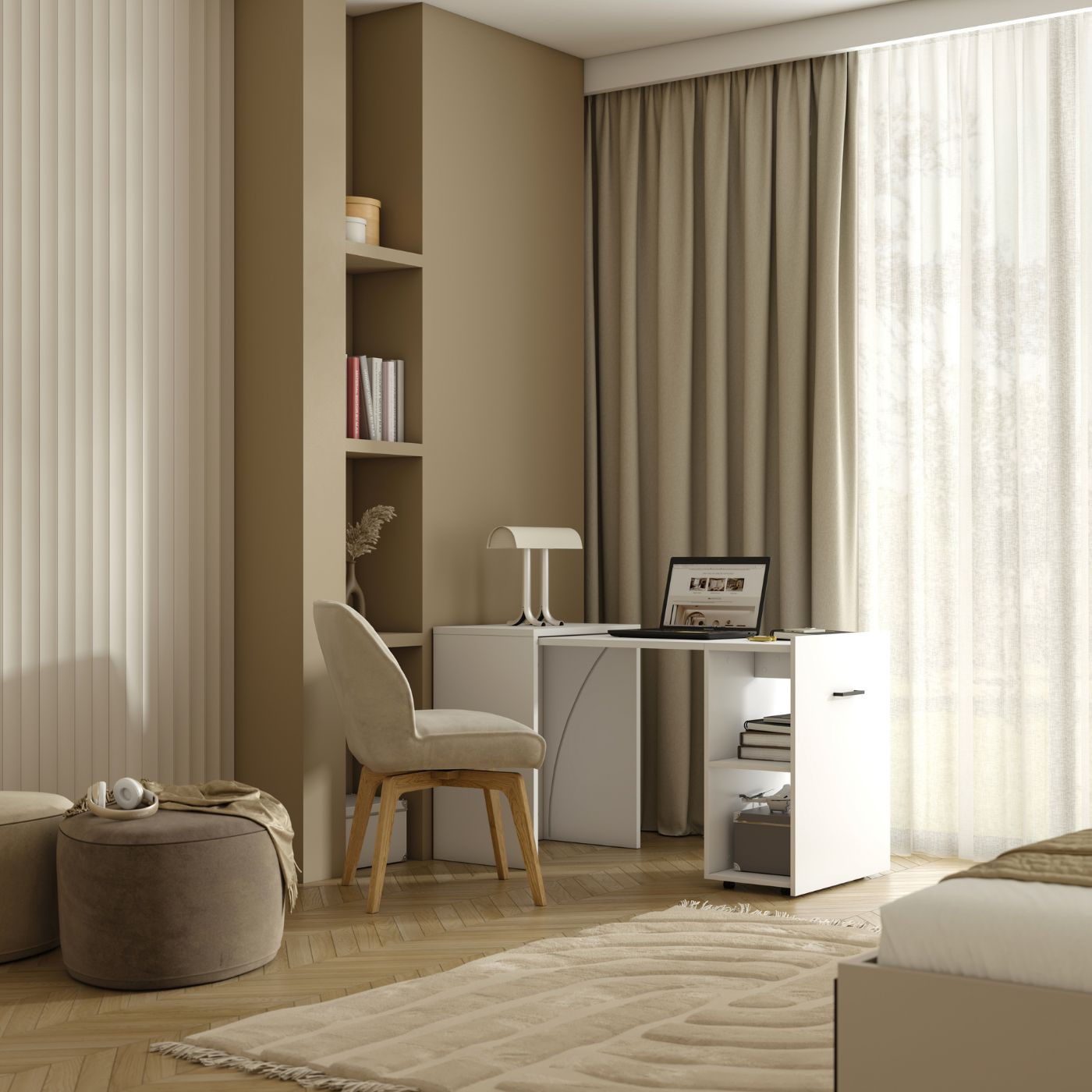 Раздвижной письменный стол Helvetia SMART 2497LV03 (белый)