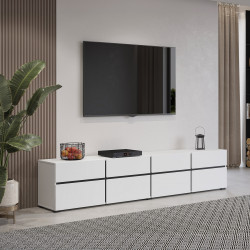 Тумба под телевизор на 4 двери и 4 ящика Helvetia CROSS 249WMY40 (белый-черный)