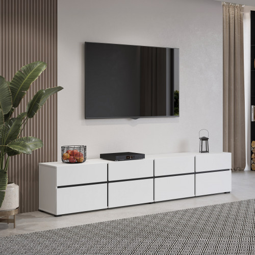 Тумба под телевизор на 4 двери и 4 ящика Helvetia CROSS 249WMY40 (белый-черный)