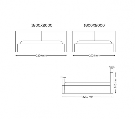 Кровать мягкая MRK- Дуо без каркаса, ткань ENJOY NEW – К1 графит