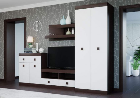 Шкаф распашной на 2 двери EVR- Соната-800 венге + фасад белый