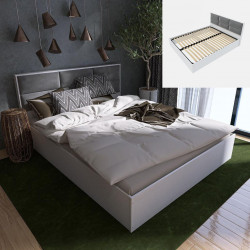 Кровать с мягким изголовьем EVR- Лайт-1600 (основа Ламель) белый(нимфея альба)