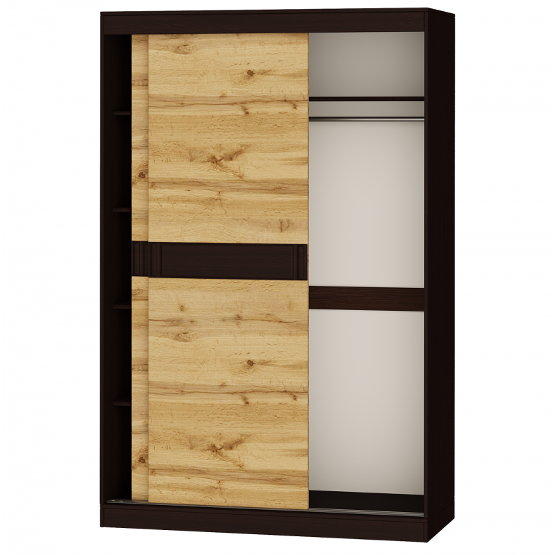 Шкаф-купе на 2 двери EVR- Соната-1400 венге + крафт золотой