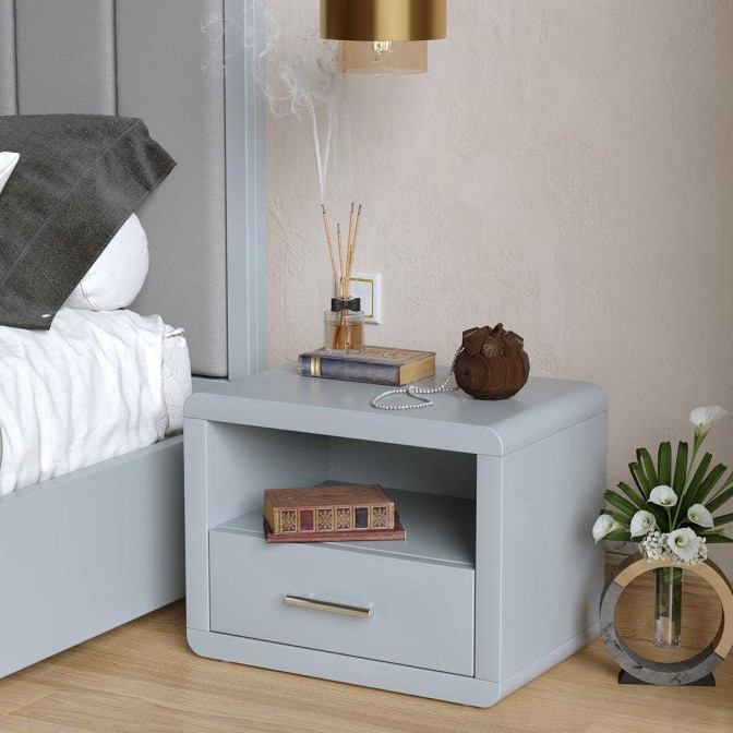 Тумба прикроватная RBV- Глория 1Ш (белый, серый, кашемир)