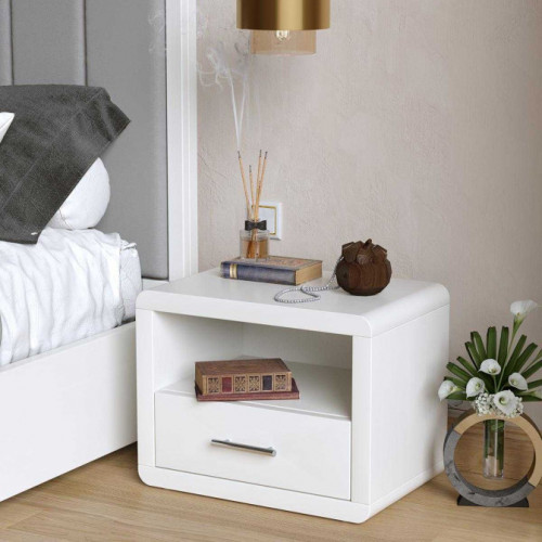 Тумба прикроватная RBV- Глория 1Ш (белый, серый, кашемир)
