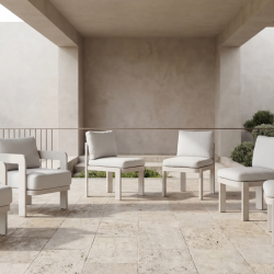 Комплект садовой мебели VTR- ODSC-5 (Сохо) белый песок + кремовый (4 стула+2 кресла)  