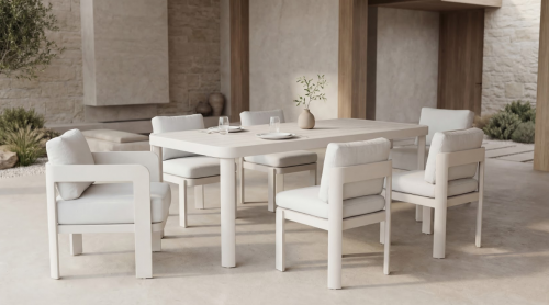 Комплект садовой мебели VTR- ODSC-5 (Сохо) белый песок + кремовый (4 стула+2 кресла)  