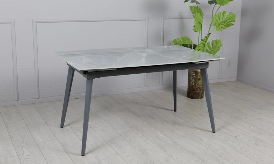 Комплект стол раскладной TOP- Люкс серый глянец /серые ноги 120/180 + 4 стула Изи