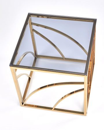 Стол журнальный квадратный стеклянный PL- Halmar UNIVERSE KWADRAT gold (золотой)