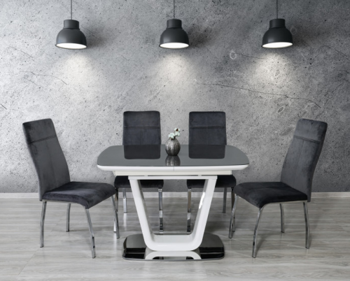 Стол модерн premium Evro- BELARDO DT9923 Grey/White Gloss 110*80