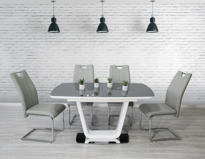 Стол модерн premium Evro- BELARDO DT9923 Grey/White Gloss 110*80