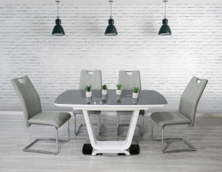Стол модерн premium Evro- BELARDO DT9923 Grey/White Gloss 110*80