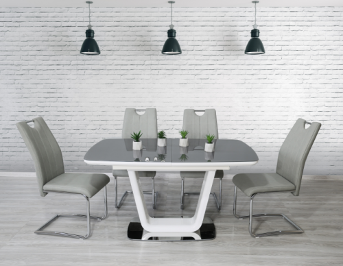 Стол модерн premium Evro- BELARDO DT9923 Grey/White Gloss 110*80