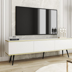 Тумба под ТВ Perfect Home Оро / Oro RTV175 3-дверная с черными ножками Белый