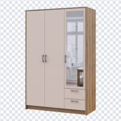 Шкаф для одежды DRS- Ронди Дуб Артизан/ Кашемир 3 ДСП 121х52х195  