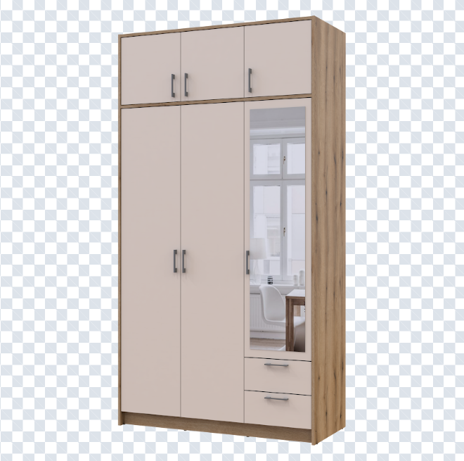 Шкаф для одежды DRS- Ронди Дуб Артизан/ Кашемир 3 ДСП 121х52х195  