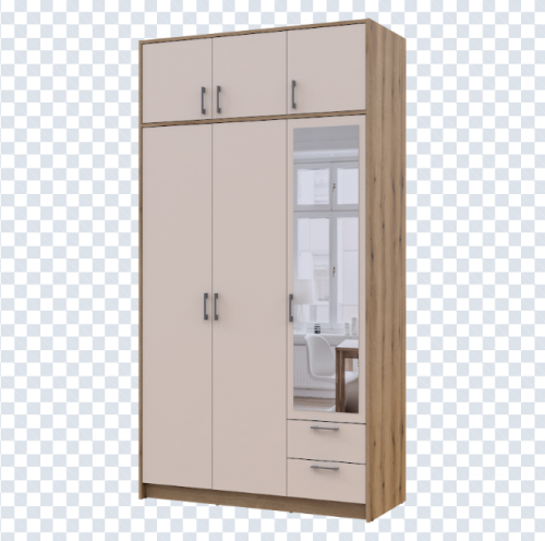 Шкаф для одежды DRS- Ронди Дуб Артизан/ Кашемир 3 ДСП 121х52х195  